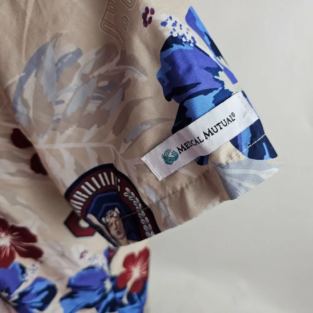 Cleveland Guardians Hawaiian Shirt Men Medium Blue Floral Button Up MLB Baseball